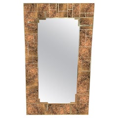 In Stock Rectangular Brass Dotted Wall Mirror Made in Italy