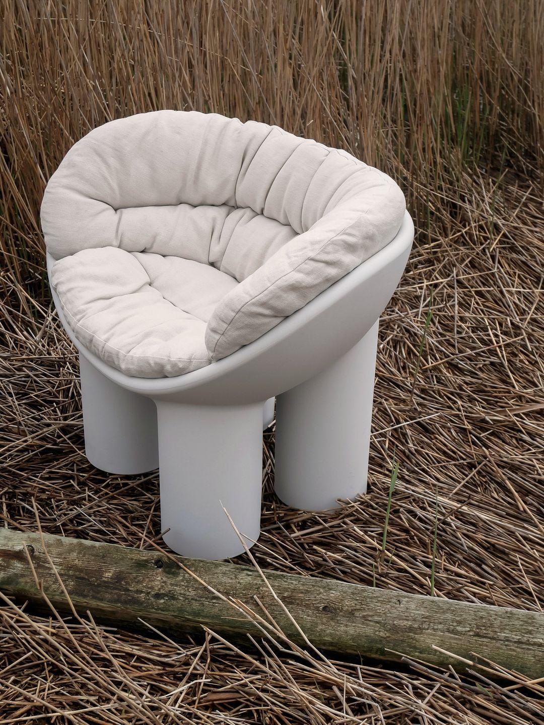 Plastic Roly Poly Armchair Concrete By Driade, Faye Toogood For Sale