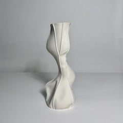 En stock, Vase sculptural en céramique, Kawa Vase 20, Vase asymétrique en porcelaine blanche