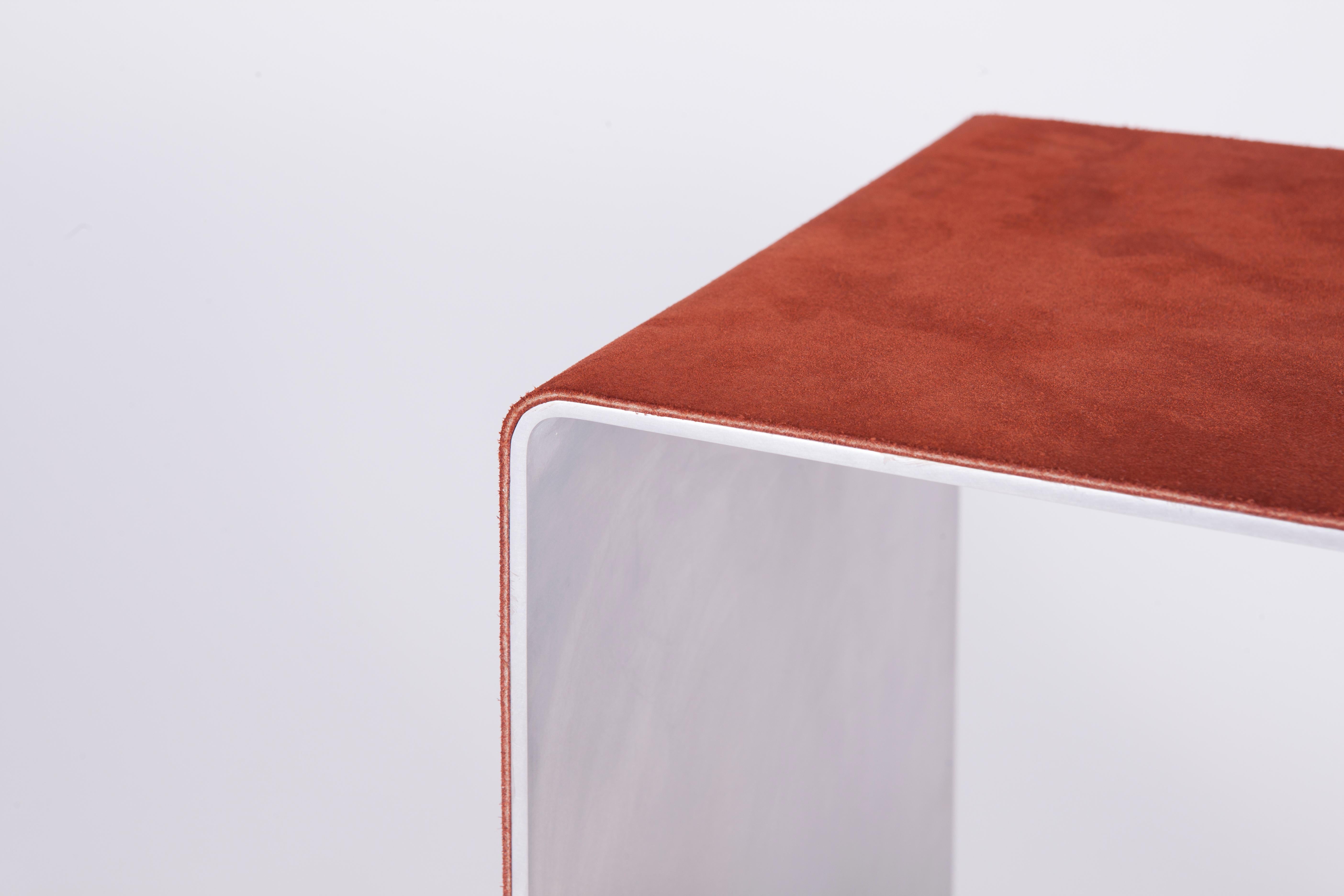 Polished In Stock, Segment Stool in Aluminum and Suede by Estudio Persona For Sale