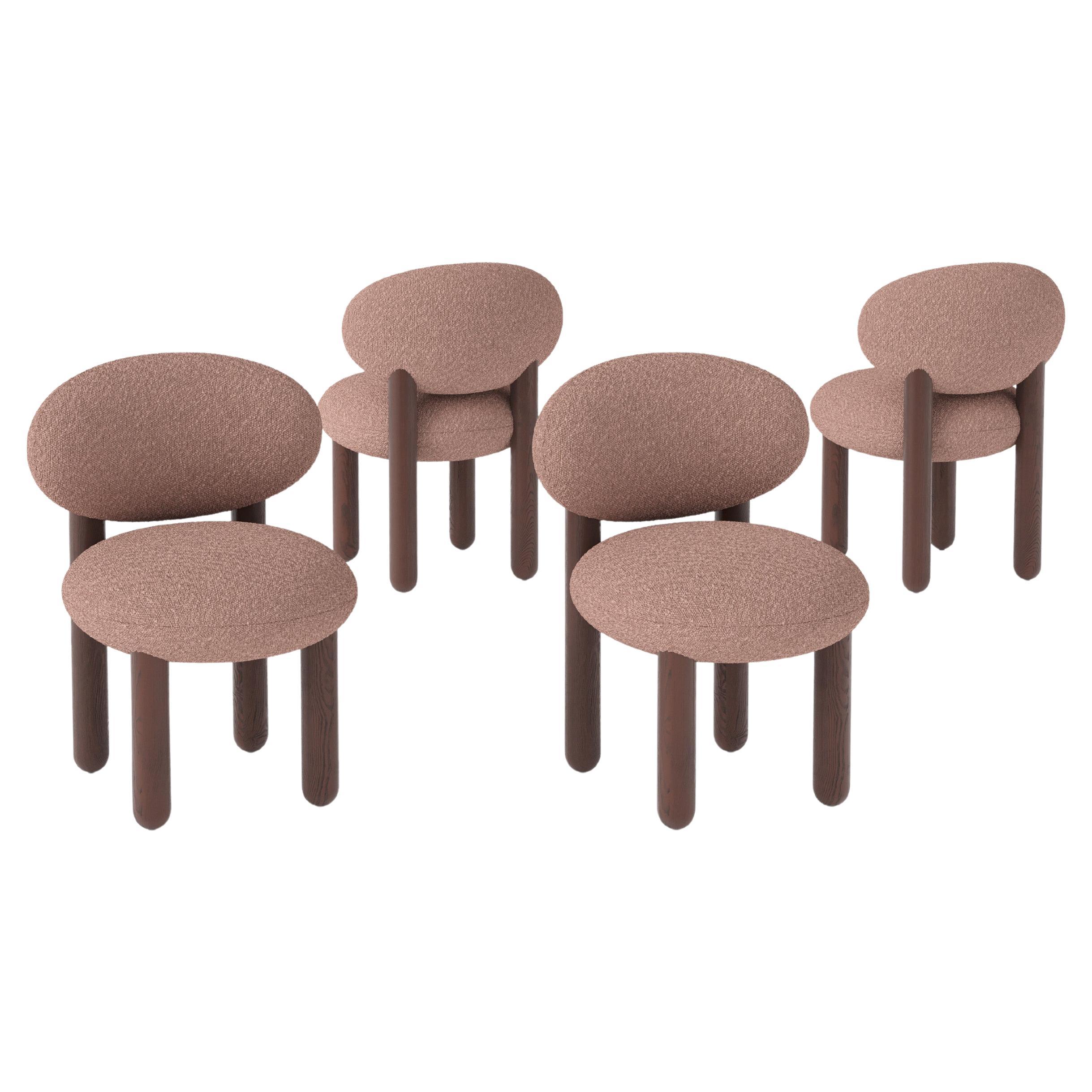 AUF LAGER! 2er Set minimalistischer Flock-Esszimmerstühle CS2 aus Boucle #2072 von NOOM (Ukrainisch) im Angebot