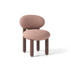 AUF LAGER! 6er Set minimalistischer Flock-Esszimmerstühle CS2 aus Boucle #2072 von NOOM