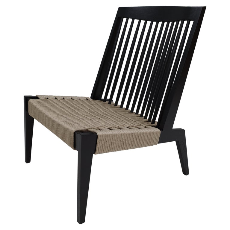 In Stock Swift Easy Chair, Modern Spindle Back Rope Woven Lounge Chair