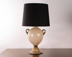 In Stock Table lamp Murano glass Barovier&Toso Lampshade, Ivory Black and Gold