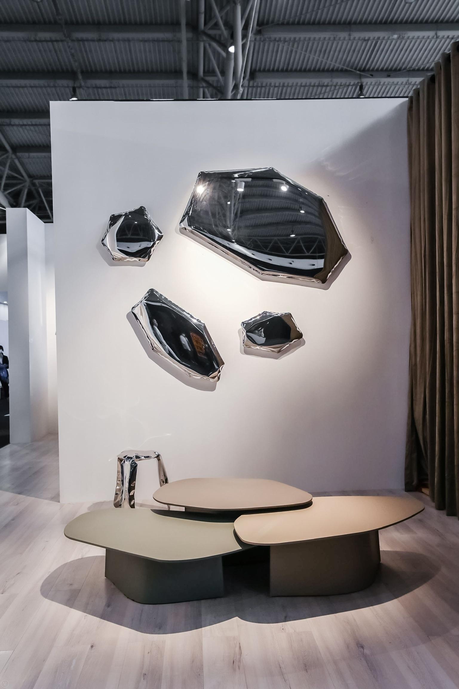 In Stock Tafla C6 Polished Stainless Steel Wall Mirror by Zieta For Sale 6