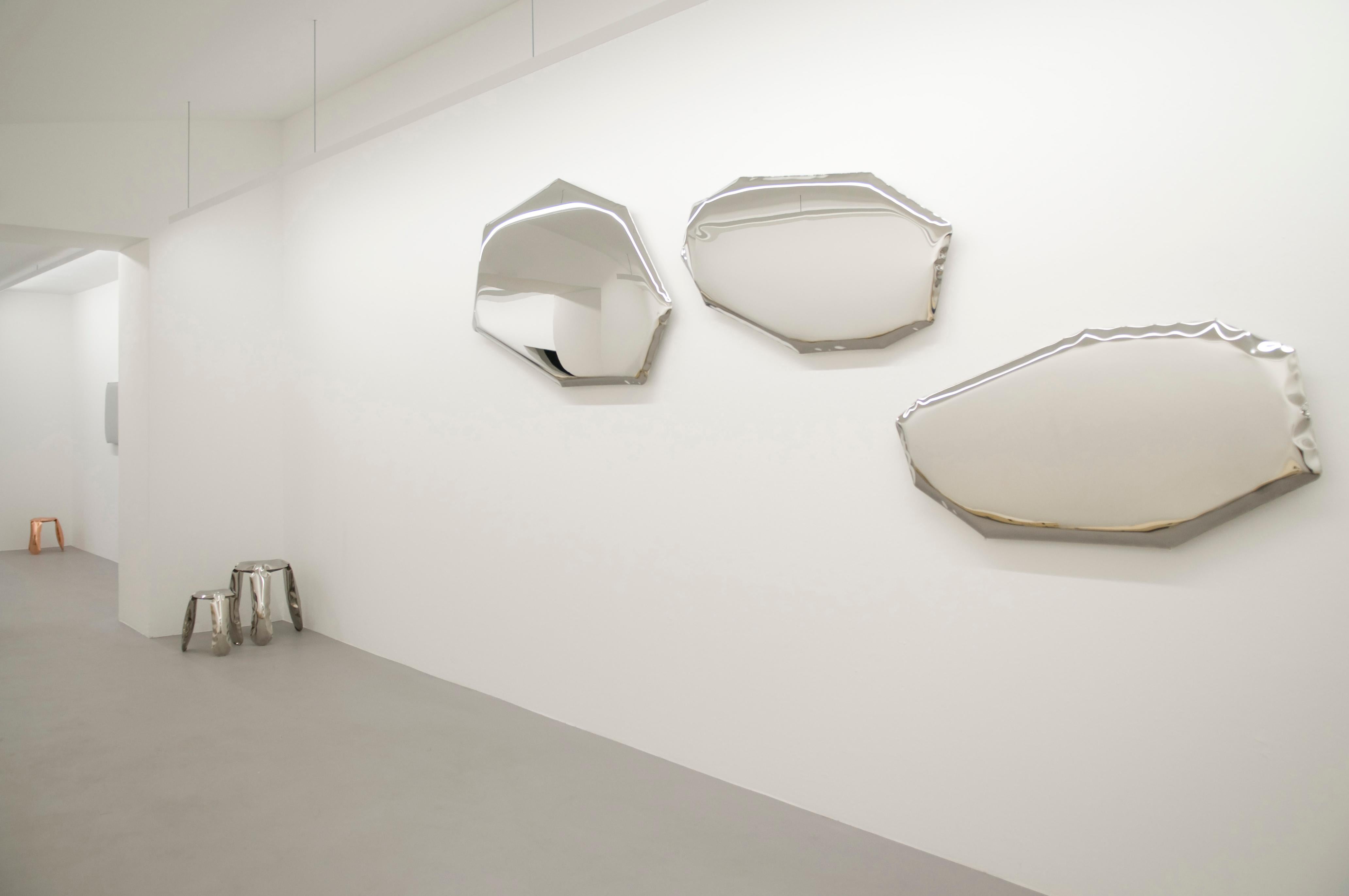 Contemporary In Stock Tafla C6 Polished Stainless Steel Wall Mirror by Zieta For Sale