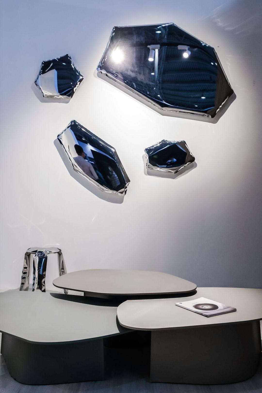 In Stock Tafla C6 Polished Stainless Steel Wall Mirror by Zieta For Sale 2