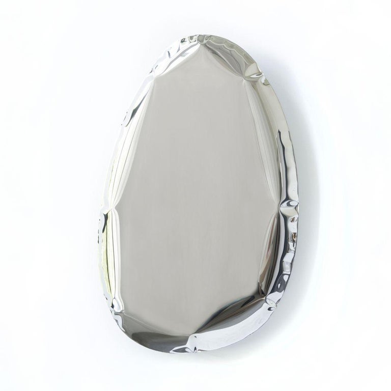 In Stock Tafla O4.5 Polished Stainless Steel Wall Mirror by Zieta In New Condition For Sale In Beverly Hills, CA