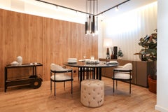 Modern Bar Cart with Nero Marquina Ceramic Top, Wrought Iron, Customizable