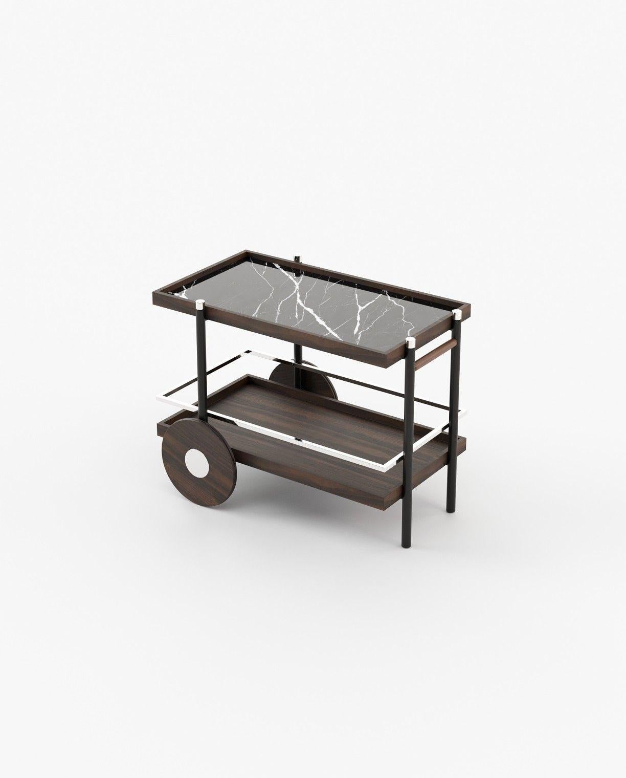 Carrito de té o bebidas Ft. Bandeja de cerámica negra en Nuevo estado para la venta en NEW YORK, NY