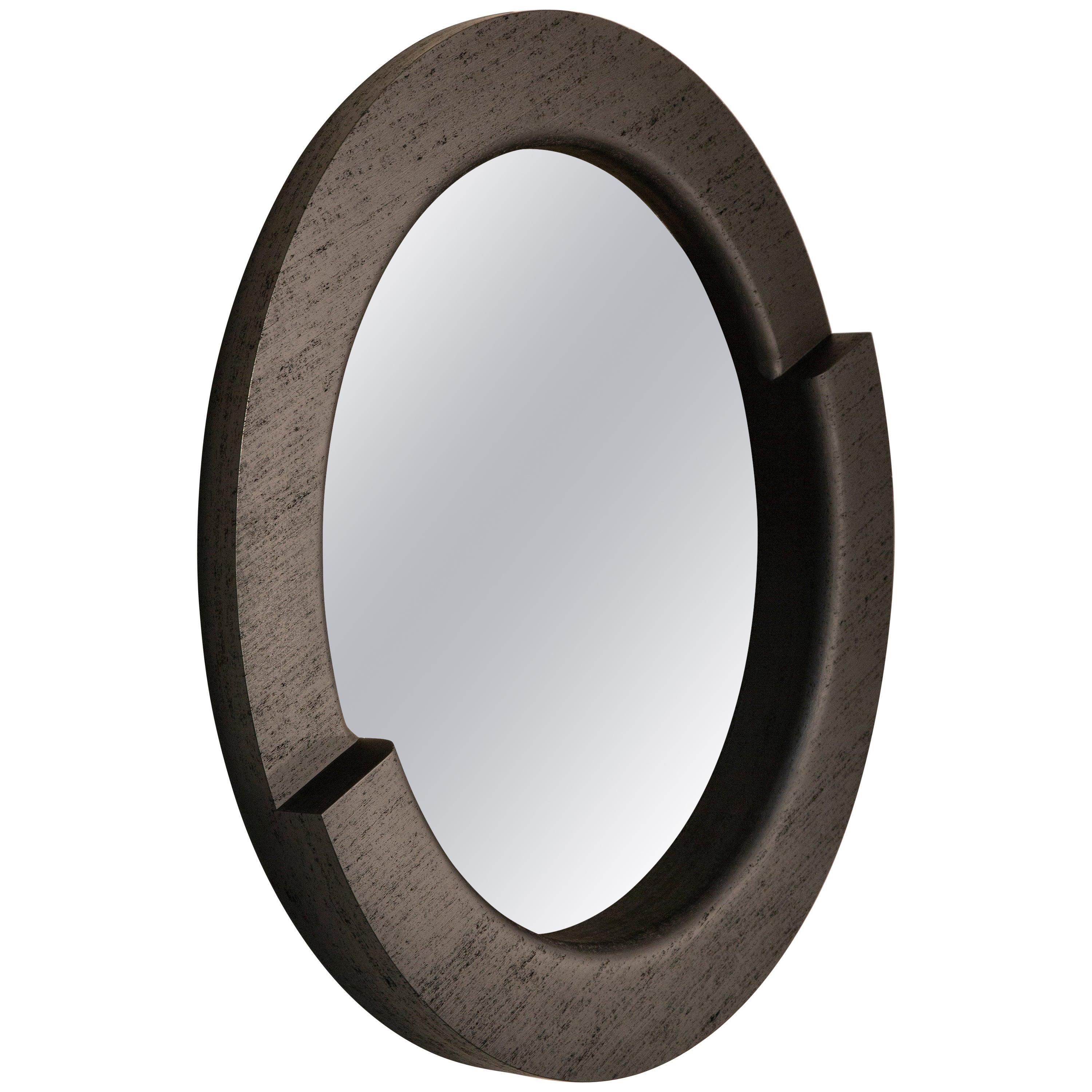 In-Stock Tomba Round 60" Mirror in Black Maykume and Bronze by May Furniture