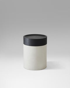 In Stock-TOTEM Side Table in Concrete & Stained Black Oak by Estudio Persona
