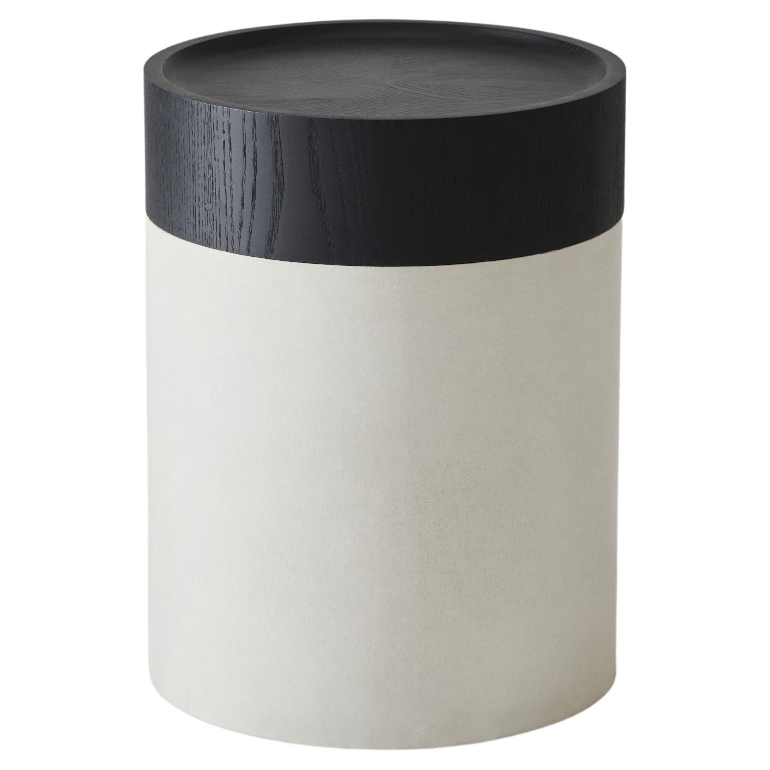 In Stock-TOTEM Side Table in Concrete & Stained Black Oak by Estudio Persona For Sale