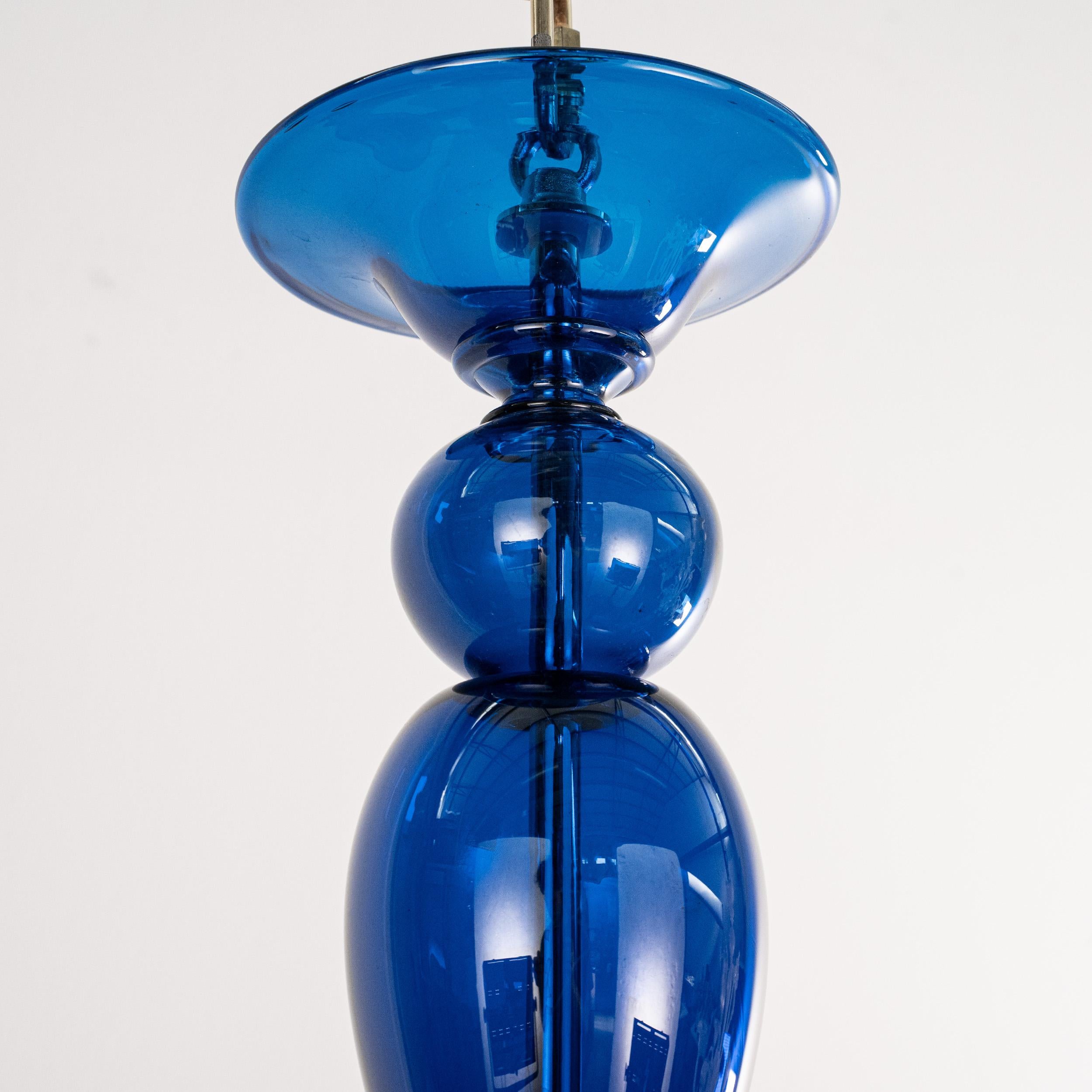 In stock Unique Murano Blue glass chandelier 6 lights, Vintage Made in Italy For Sale 1
