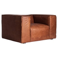 In-Stock, Vintage Style Armchair in Caramel Leather