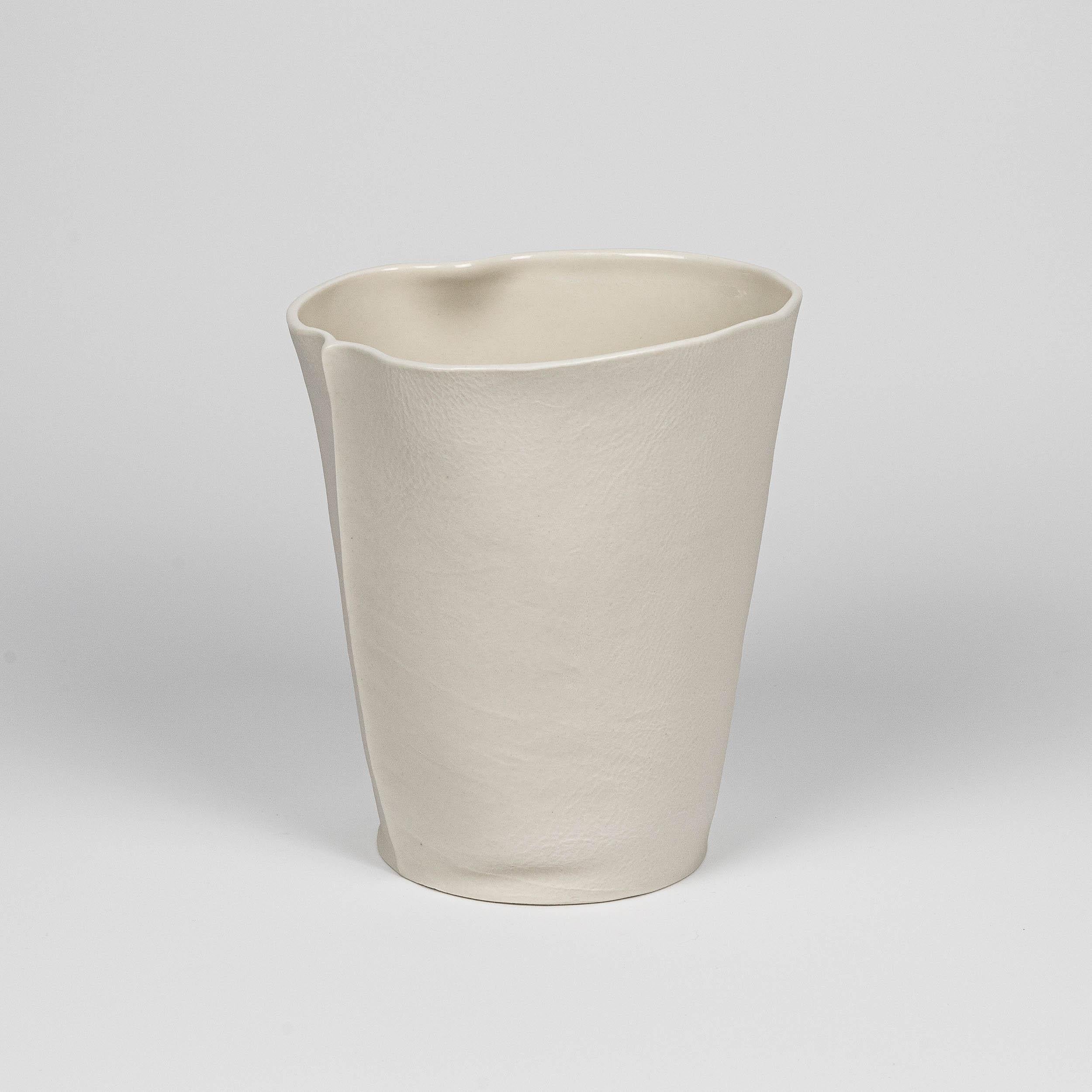 Modern White Porcelain Kawa Vessel 8inch by Luft Tanaka Studio, handmade, ceramic For Sale