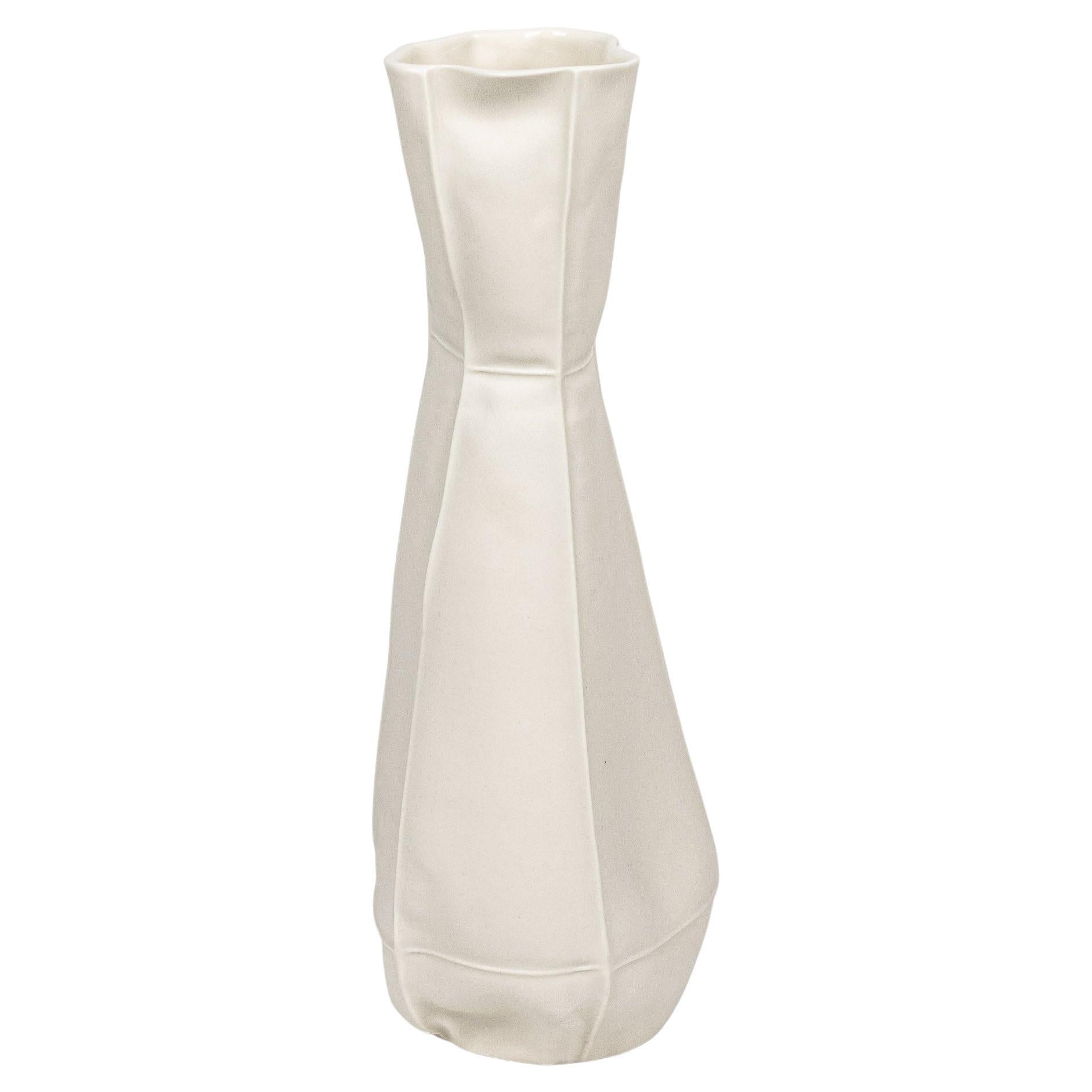 In Stock, White Ceramic Kawa Vase #13, Organic Porcelain Flower Vase