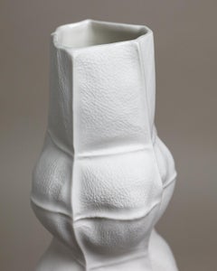 White Ceramic Kawa Vase #17, Organic Porcelain Flower Vase, Tactile