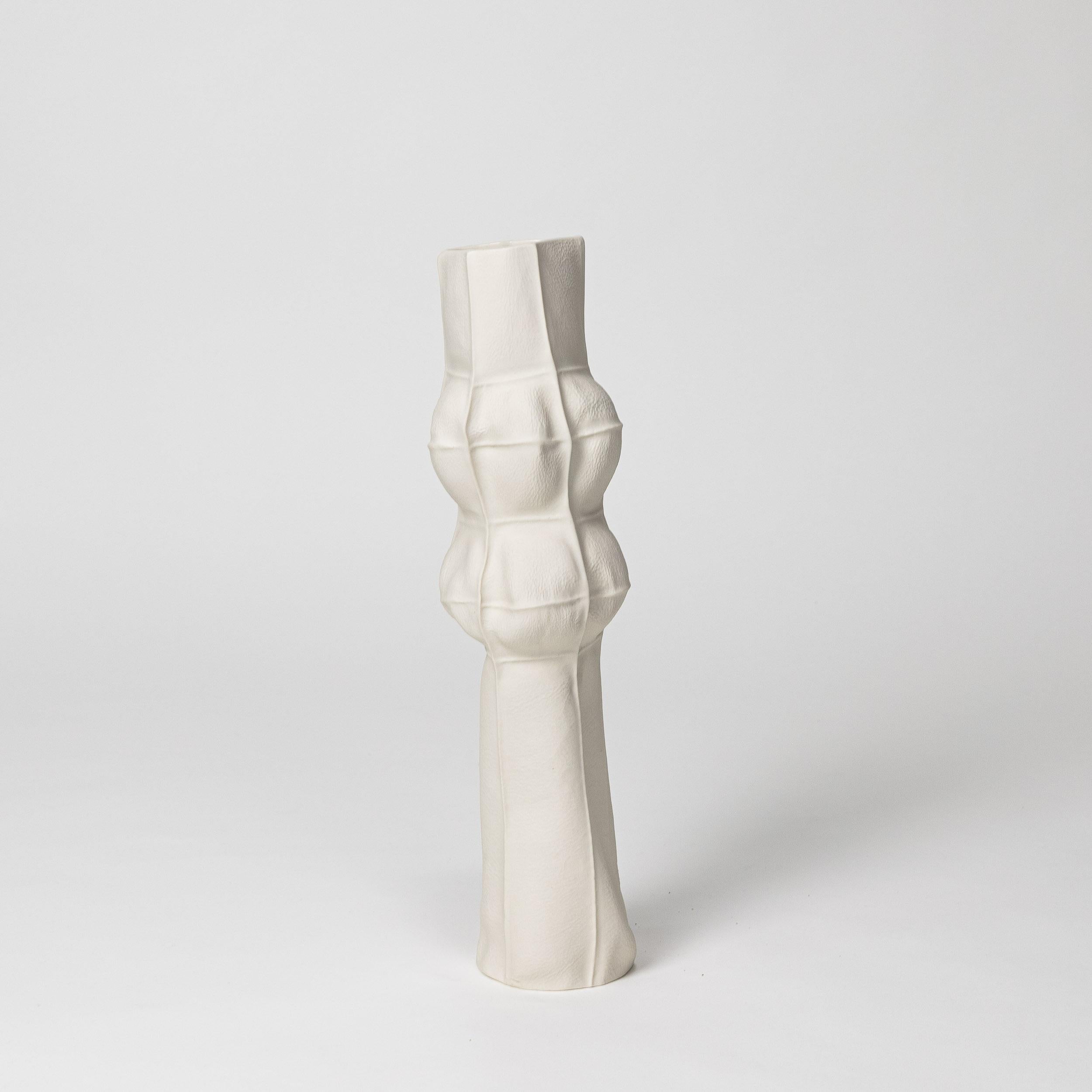 White Ceramic Kawa Vase #17, Organic Porcelain Flower Vase, Tactile In New Condition For Sale In Brooklyn, NY