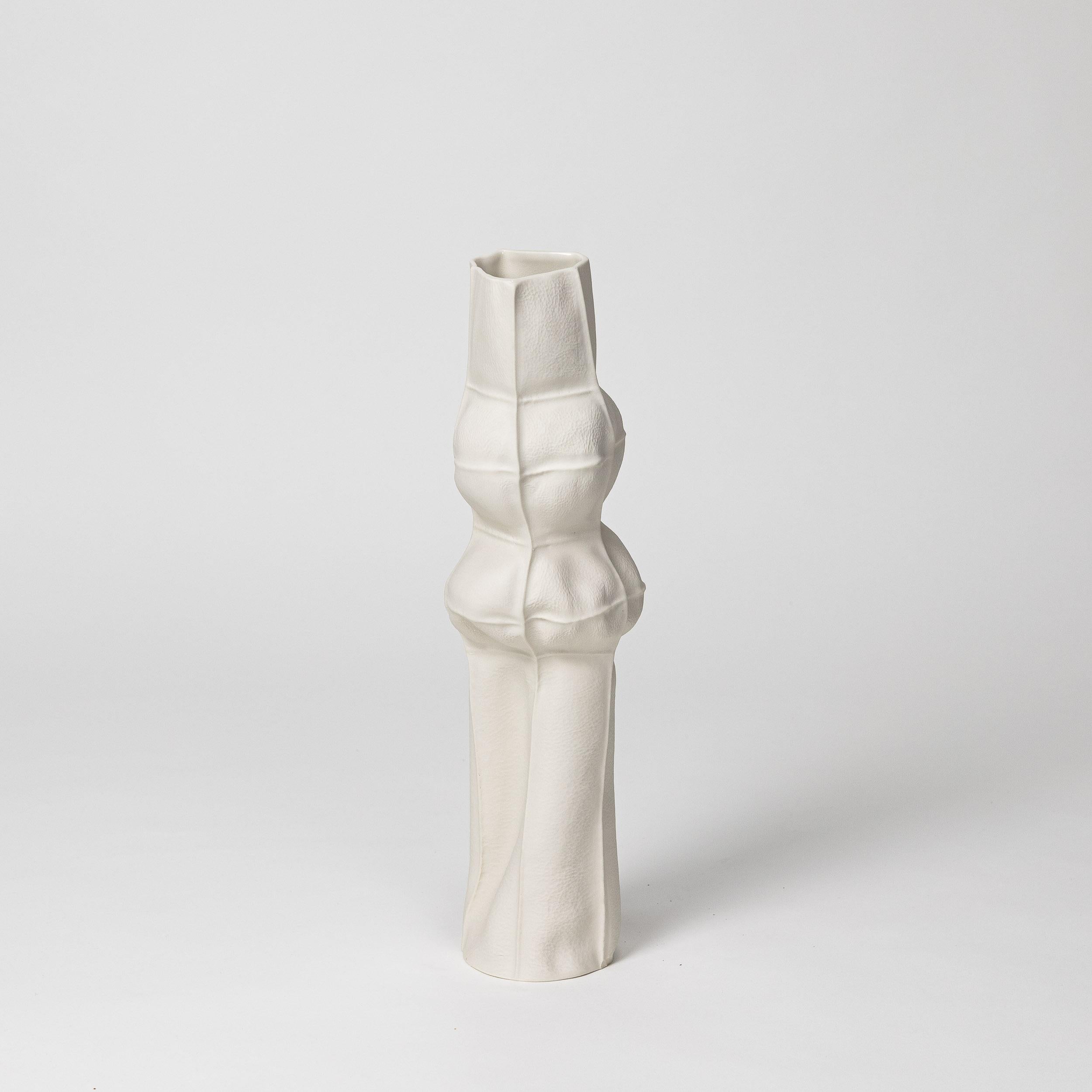 Contemporary White Ceramic Kawa Vase #17, Organic Porcelain Flower Vase, Tactile For Sale
