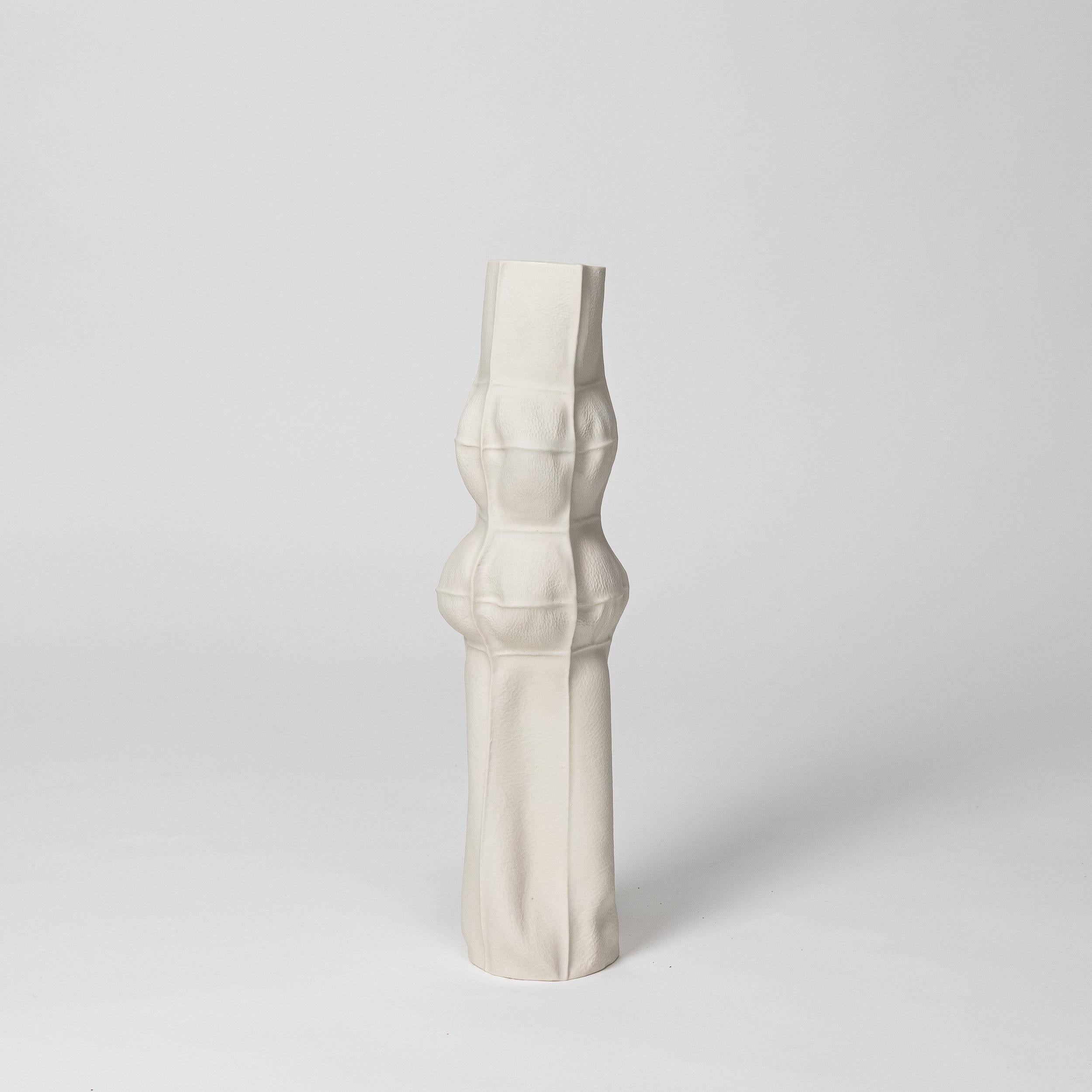 White Ceramic Kawa Vase #17, Organic Porcelain Flower Vase, Tactile For Sale 1