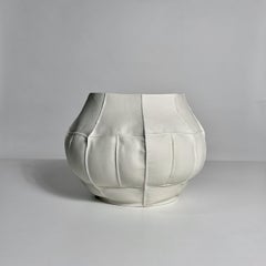 Luft Tanaka Kawa Series Large Porcelain Vessel with Leather Texture, 13" dia.