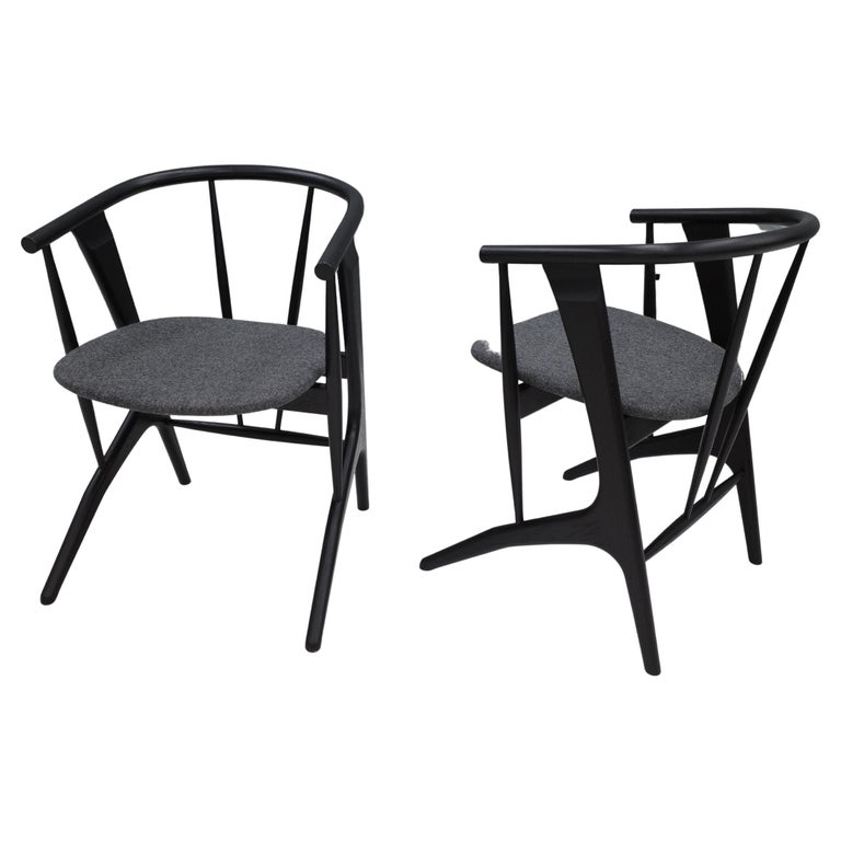 In Stock Zoe Chair Pair, Modern Dining Chairs with Wool Upholstery For