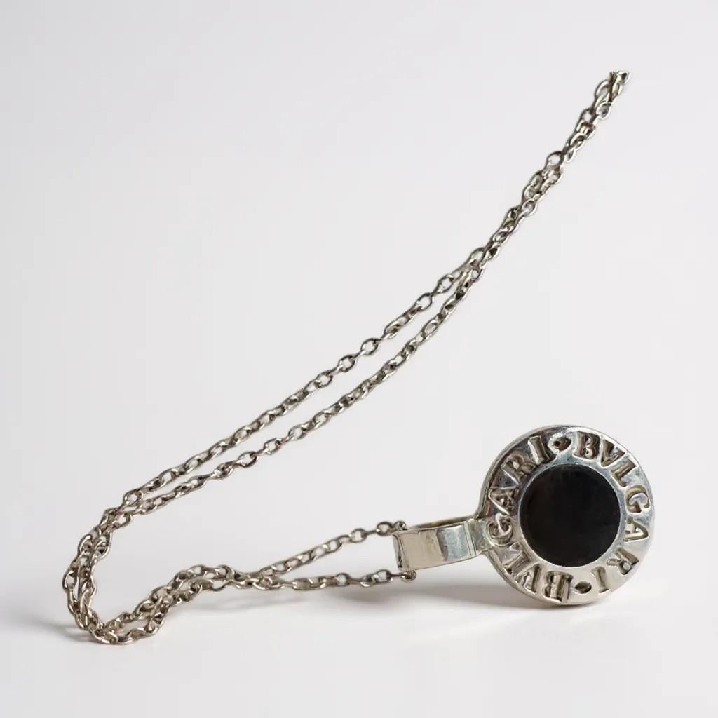 In Style of Bvlgari 950 Silber & Onyx Anhänger 18