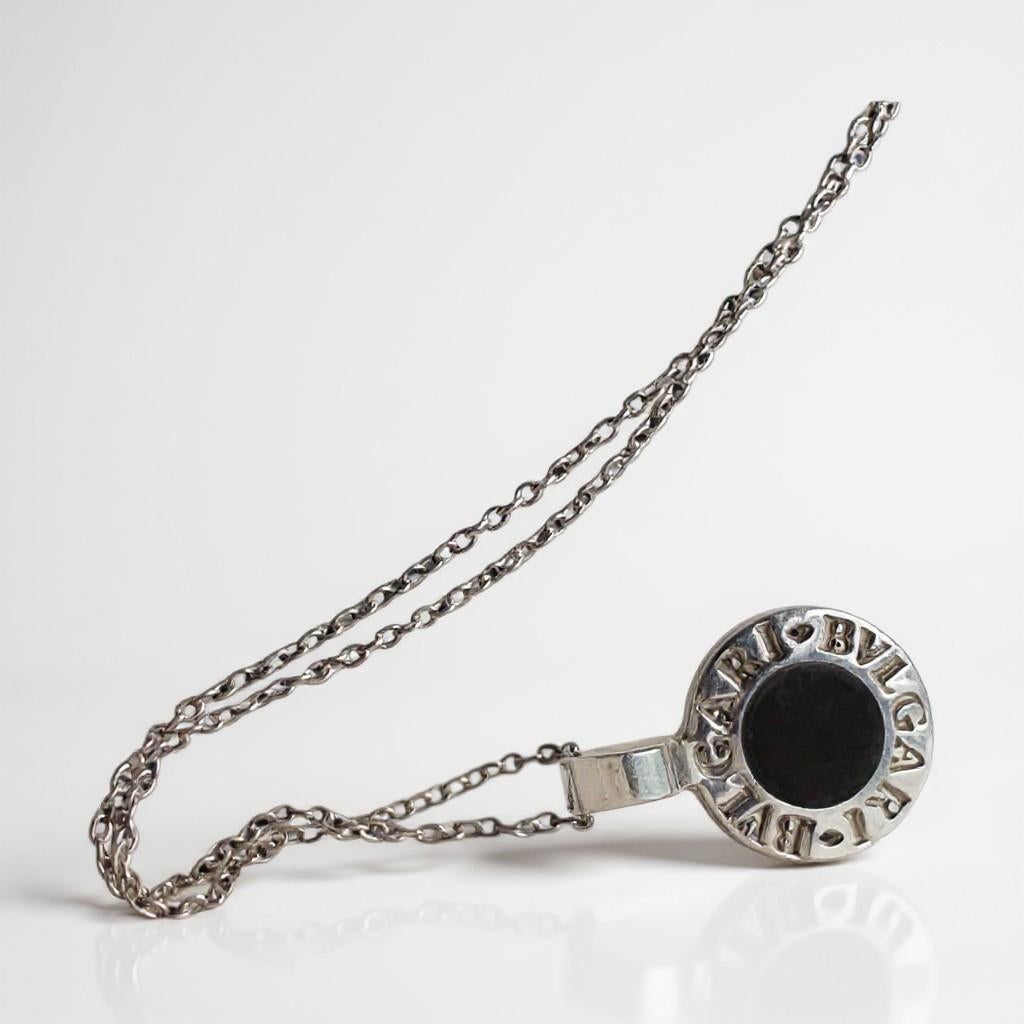 In Style of Bvlgari 950 Silber & Onyx Anhänger 18