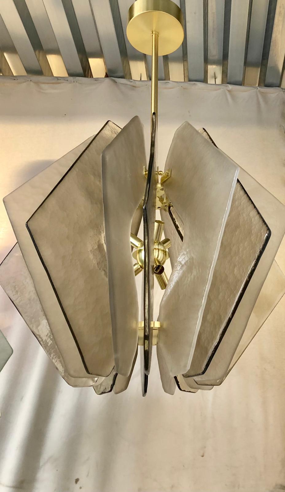 Im Stil von Fontana Arte Murano Räucherglas-Kronleuchter und -Hängeleuchte, 1980 im Zustand „Gut“ im Angebot in Rome, IT
