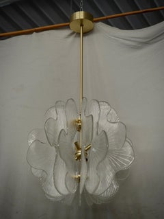 In style of Fontana Arte Murano Transparent Glass Chandeliers and Pendant, 2020