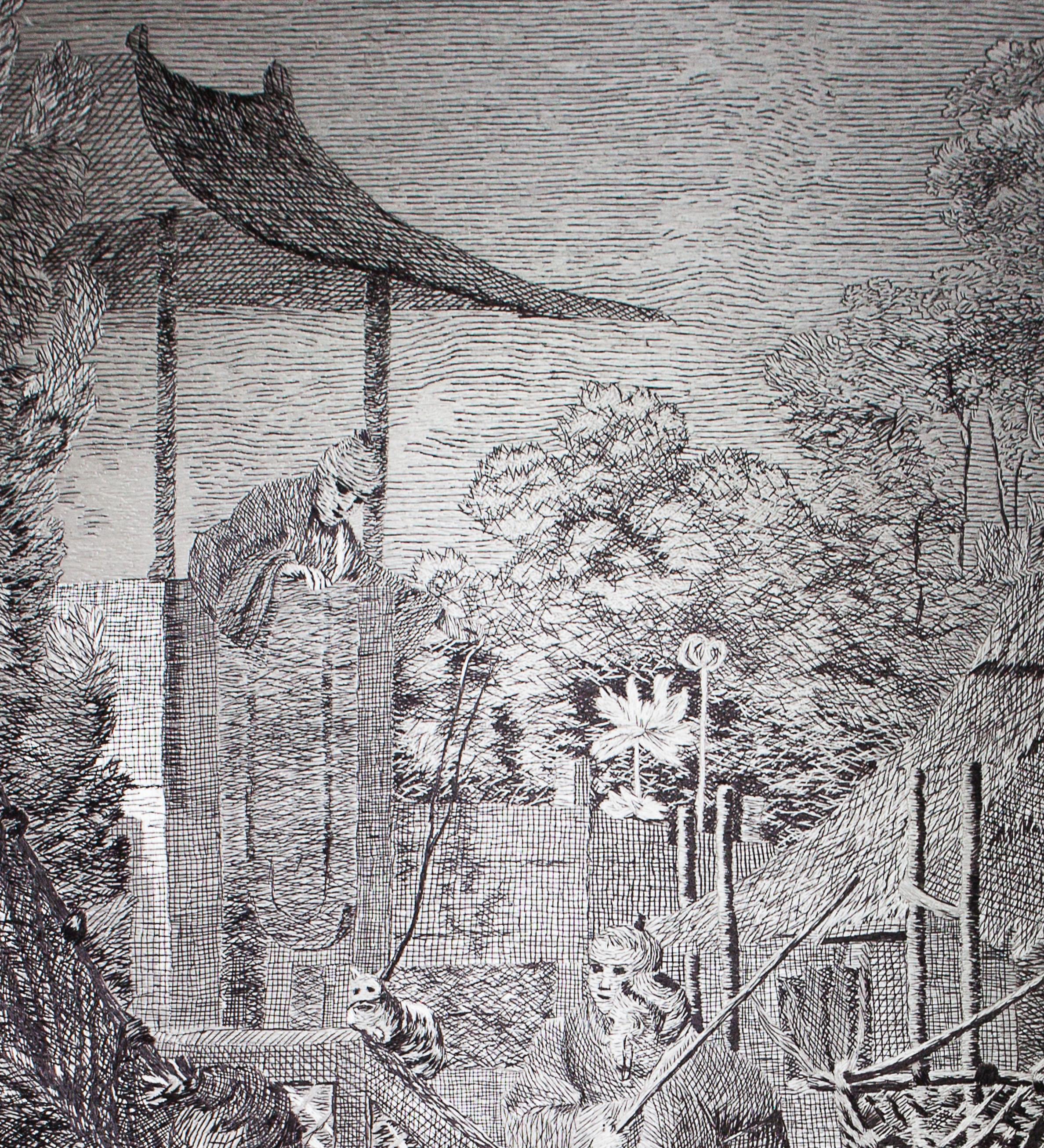 Wanddekoration im Stil von François Boucher Handgestickter Wandteppich aus Seide im Angebot 1