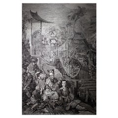Wanddekoration im Stil von François Boucher Handgestickter Wandteppich aus Seide