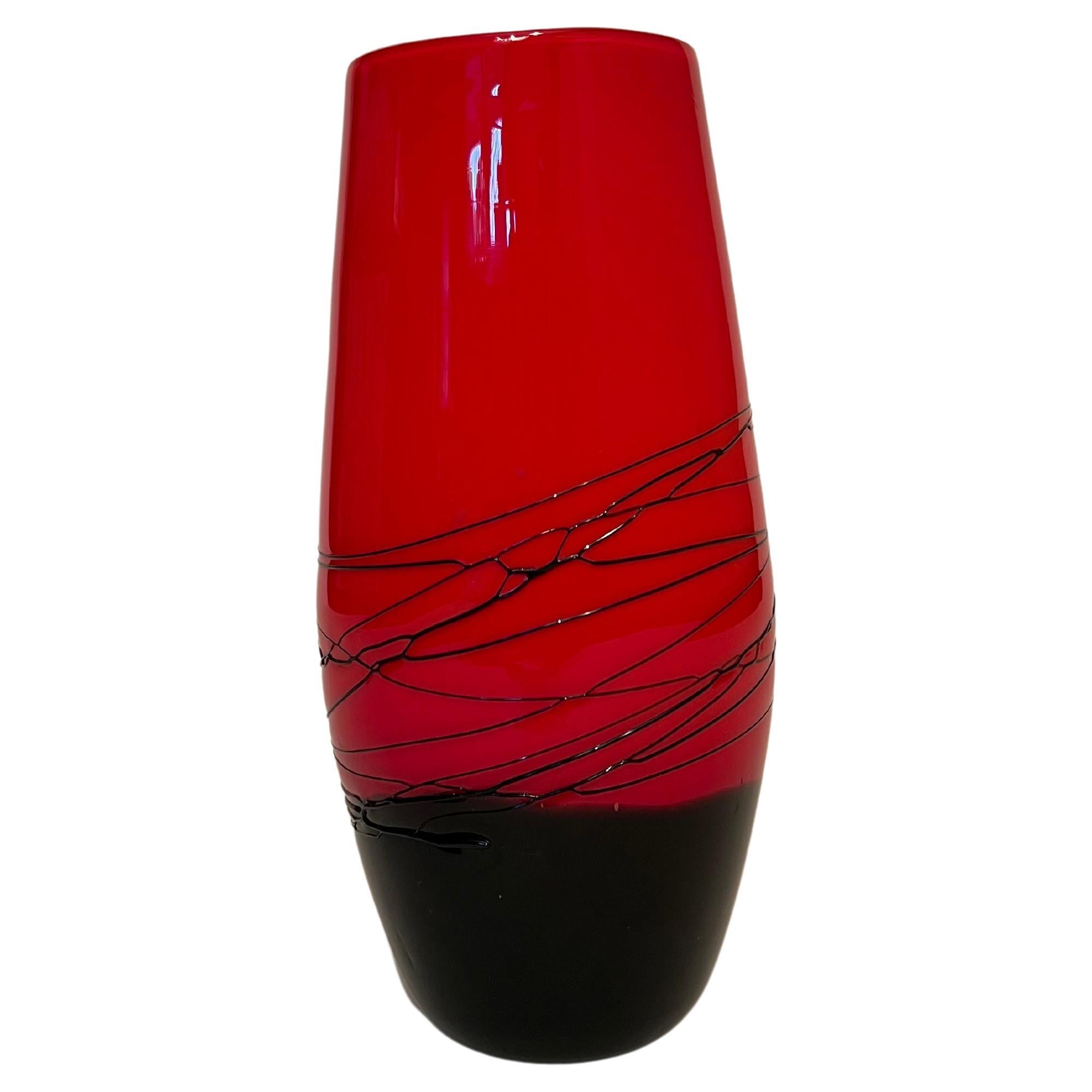 In Style of Gaetano Pesce Ase in Carmine Red Glass and Black Resin, 1980 For Sale