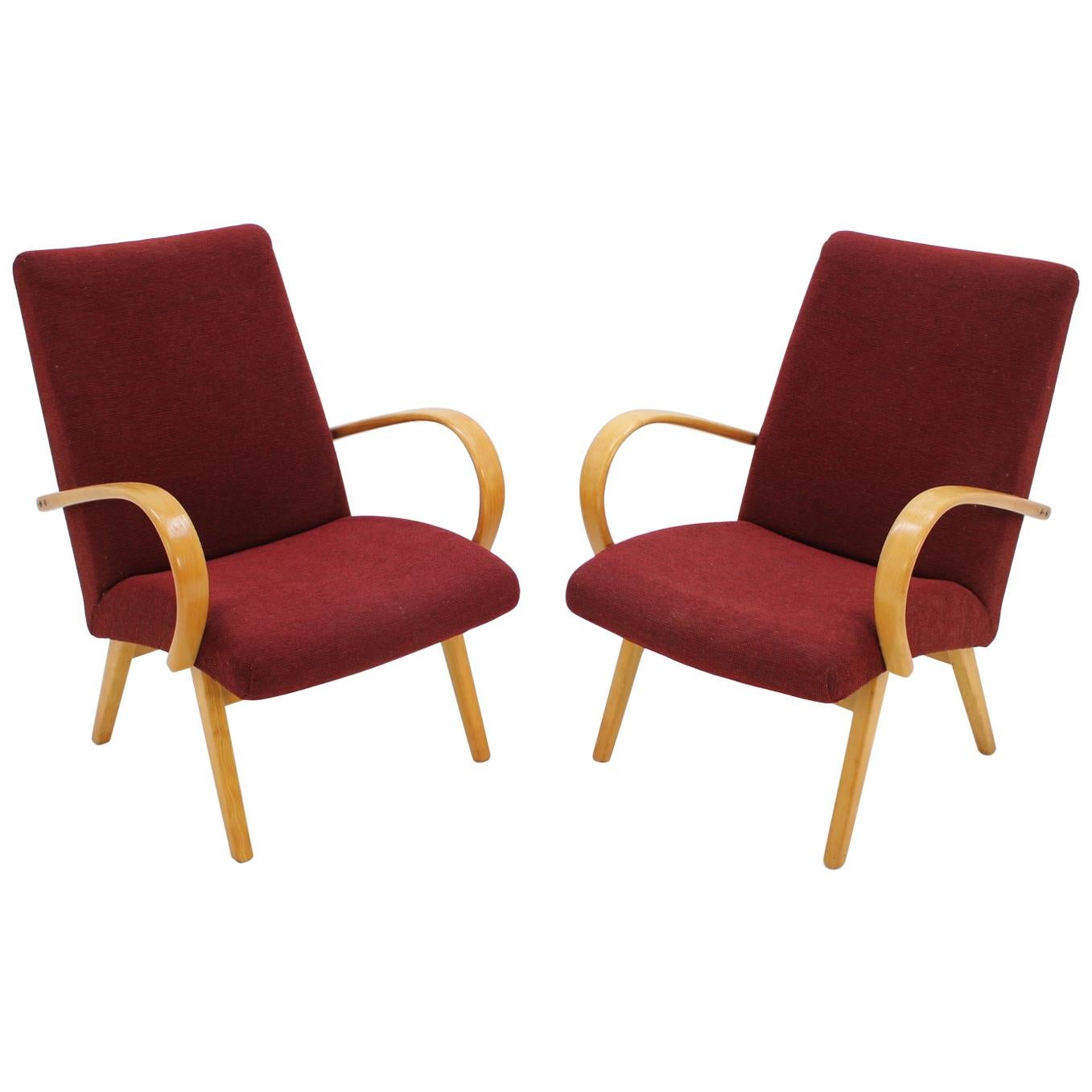 In Style of Jindřich Halabala Armchairs, 1960s For Sale