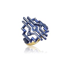 In Sync Ring in Green Nano-Ceramic Coated 18 Karat Gold with Diamonds