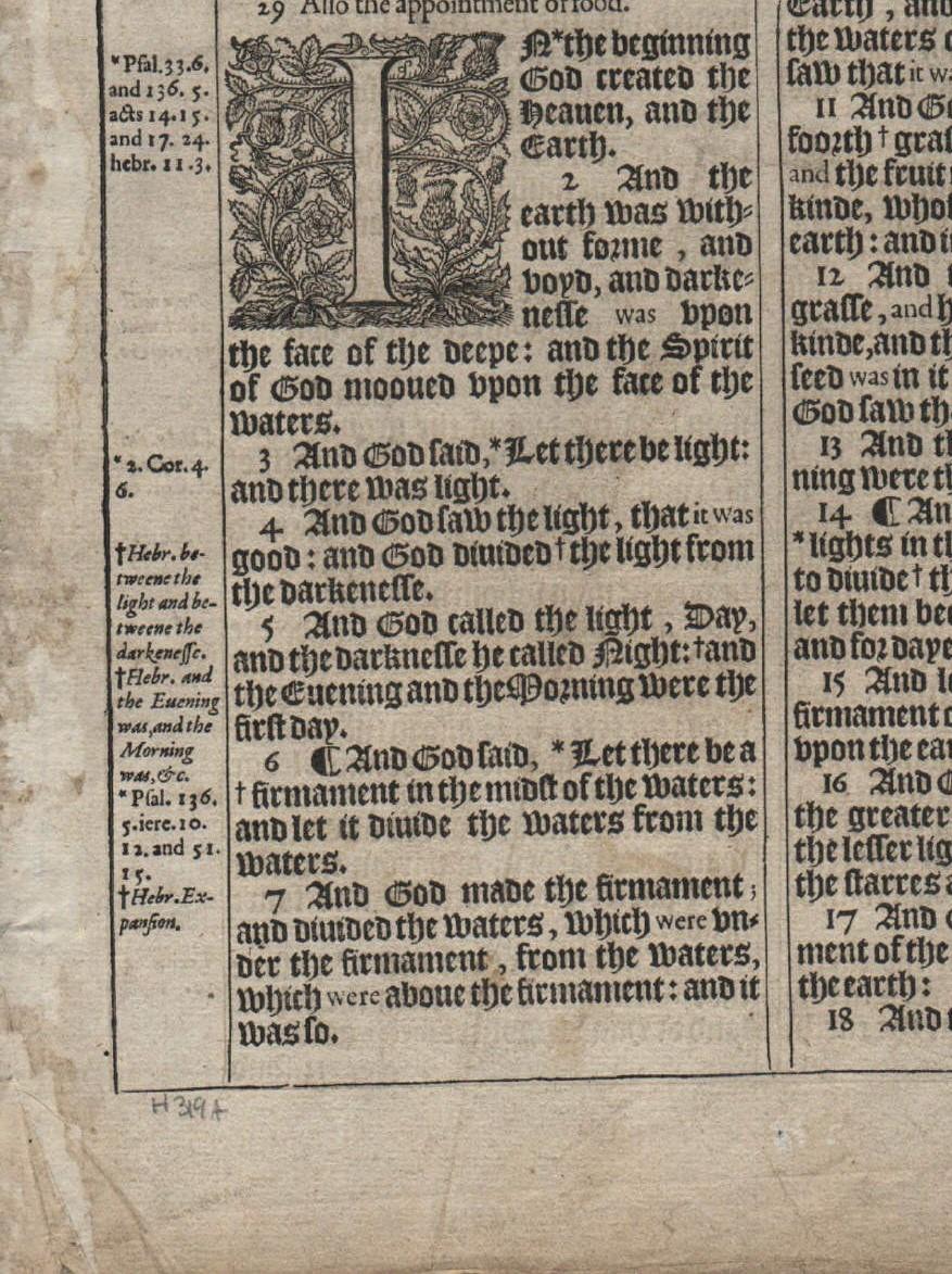 Hand-Crafted In the Beginning, Genesis 1, 1611 King James Bible For Sale