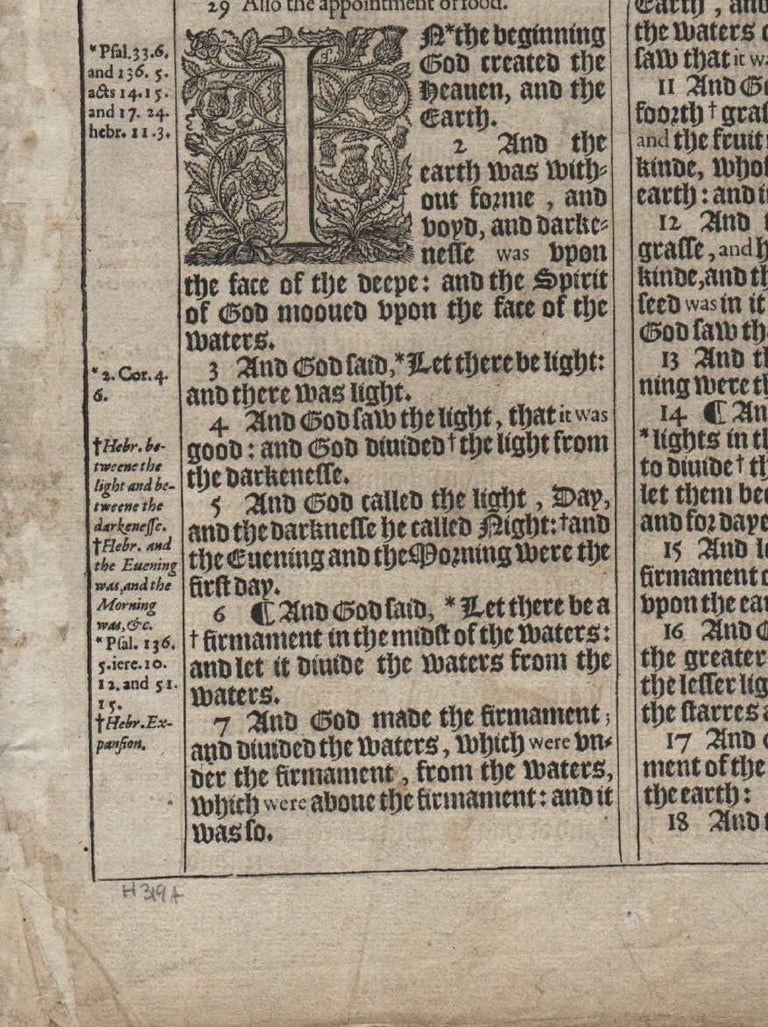 In the Beginning, Genesis 1, 1611 King James Bible For Sale at 1stDibs ...