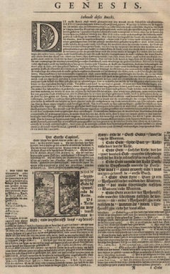 "In the Beginning" Genesis 1, 1650 Dutch Bible Leaf