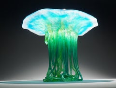 "The Blue" Fluoreszierende Qualle, Murano Glas, handgefertigt in Italien, 2024