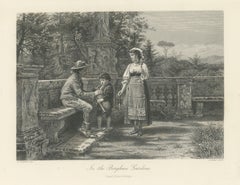 En los Jardines Borghese, Roma. Grabado en acero según G.G. Kilburne, hacia 1878