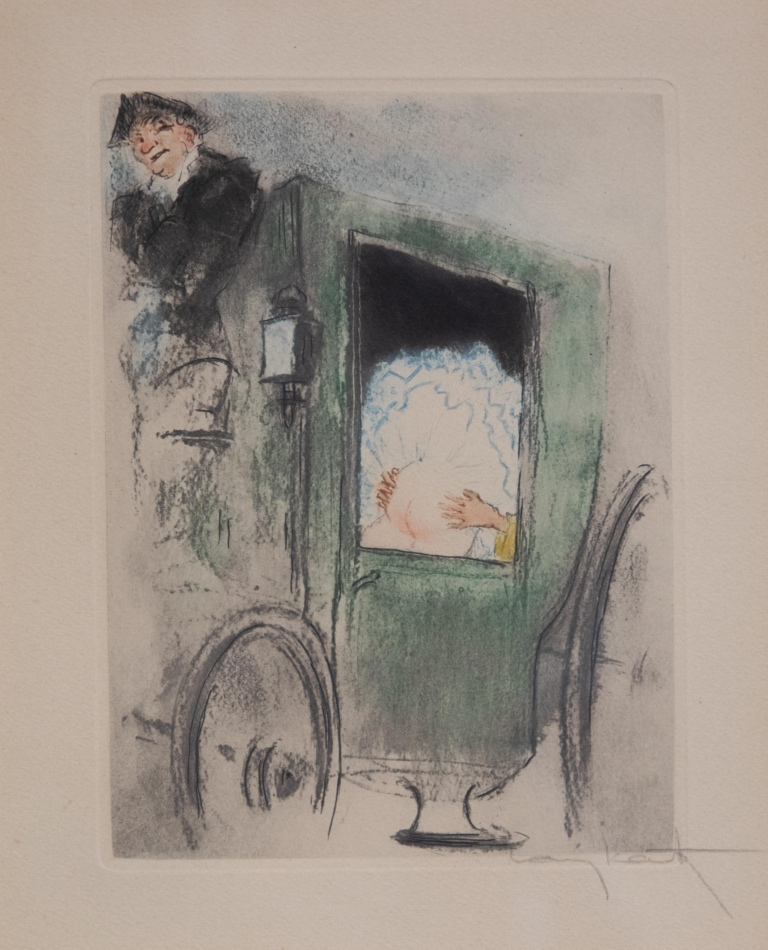 In the coach from Felicia written by Andrea de Nerciat, ou Mes Fredaines signed Louis Icart in pencil. Art Deco, a term coined at the 1925 Paris Exposition des Arts Decoratifs, had taken its grip on the Paris of the 1920s. By the late 1920s Icart,
