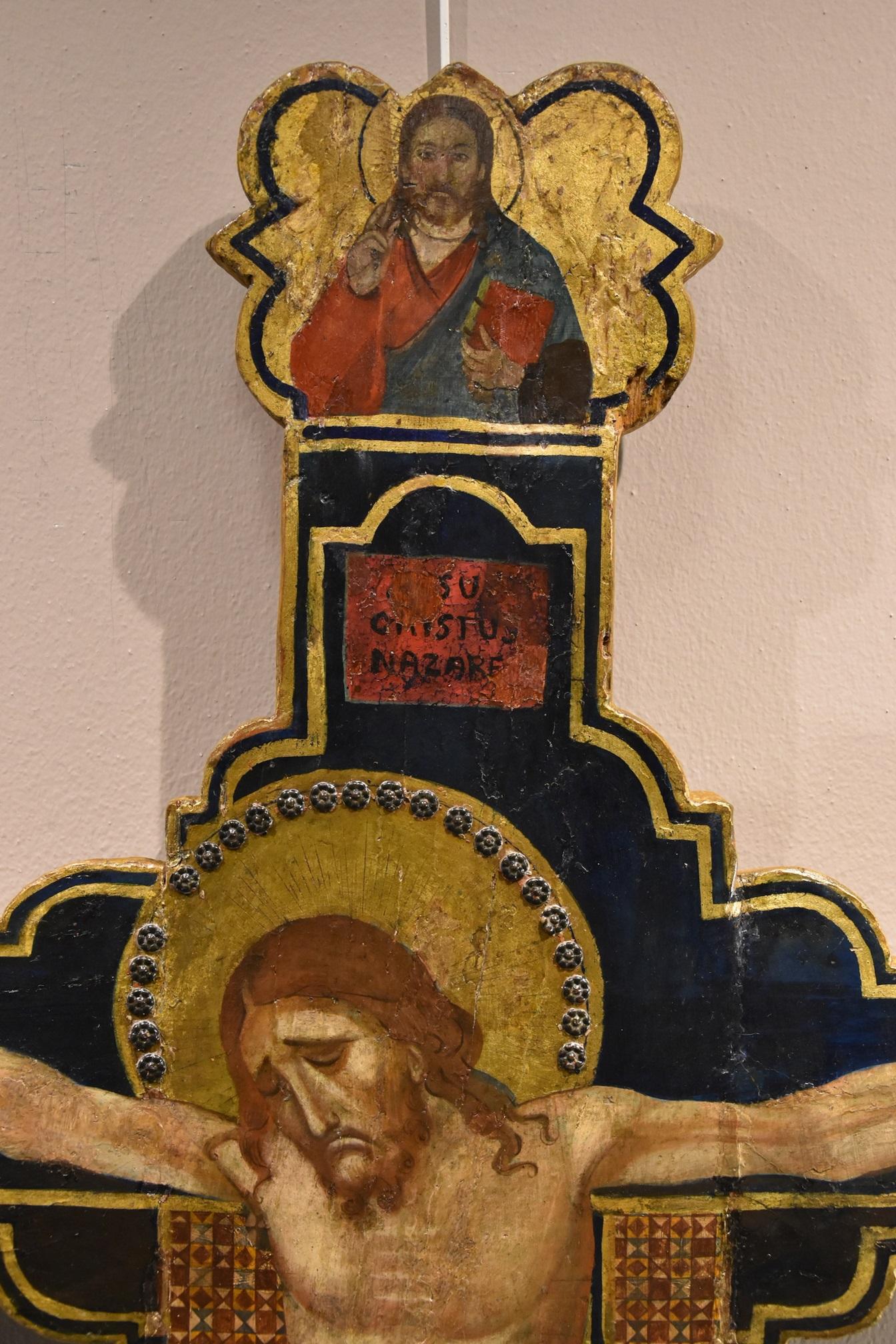 Antiguo Crucificado de Madera Témpera Giotto en venta 7