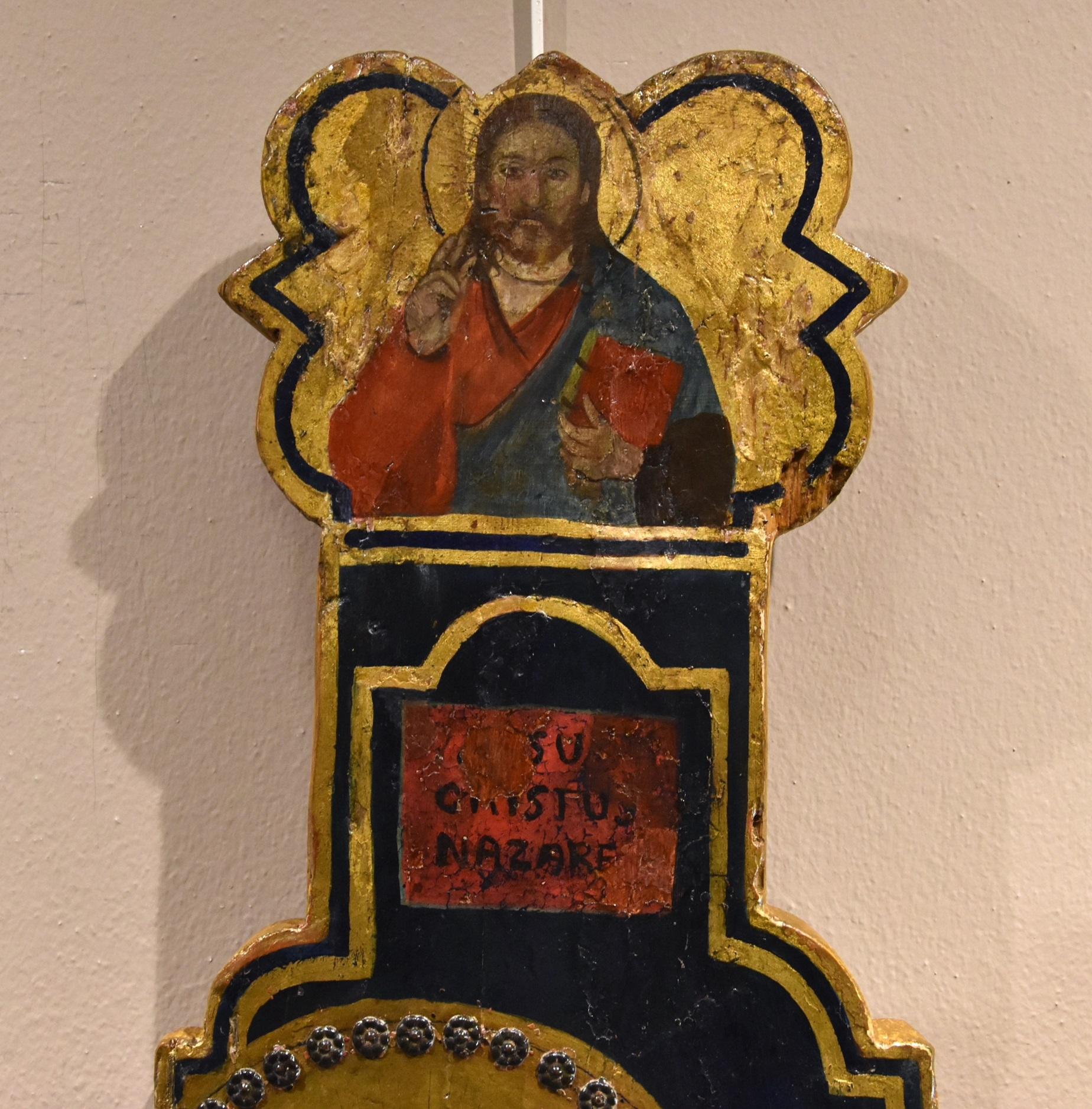Antiguo Crucificado de Madera Témpera Giotto en venta 8
