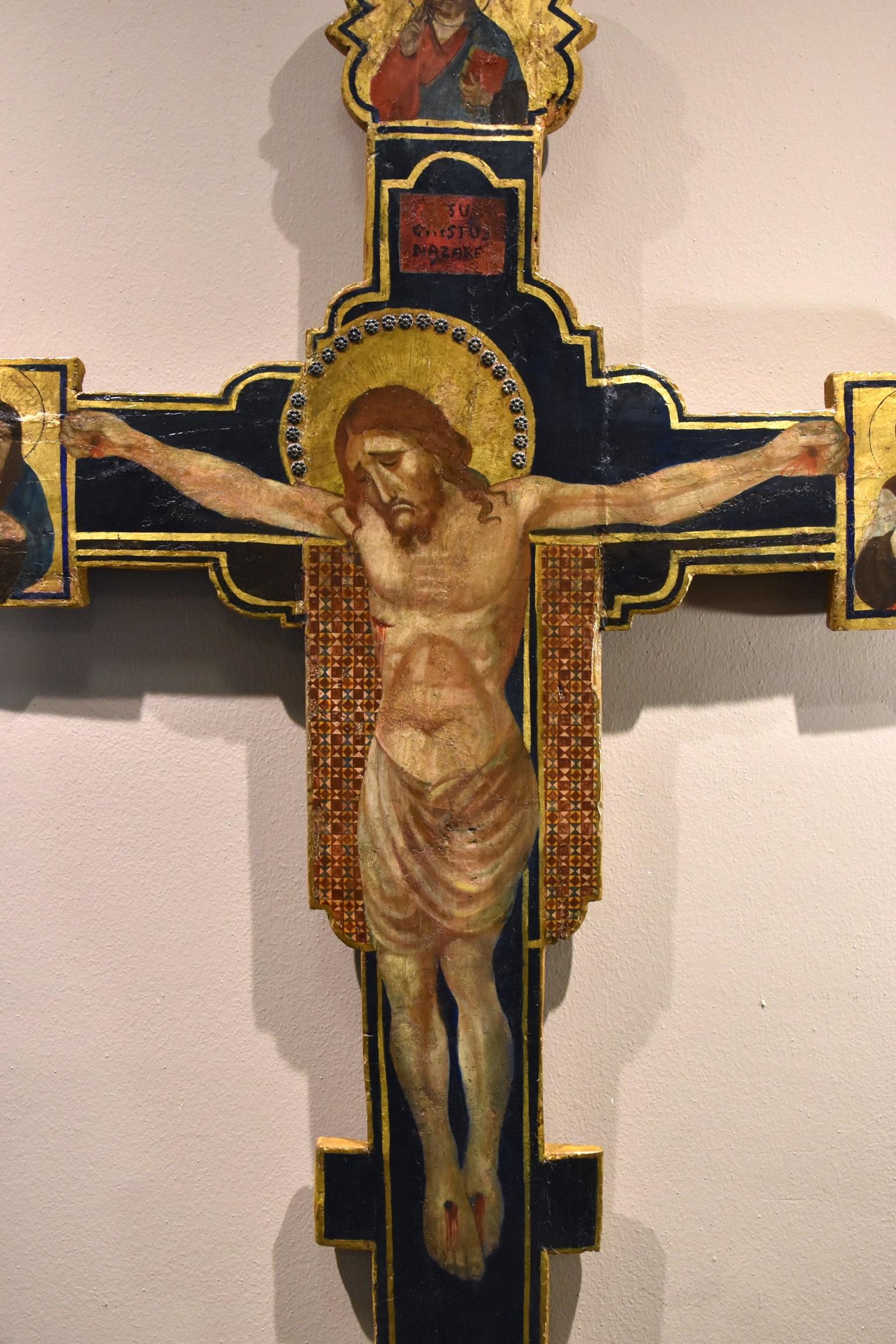 Antiguo Crucificado de Madera Témpera Giotto en venta 9