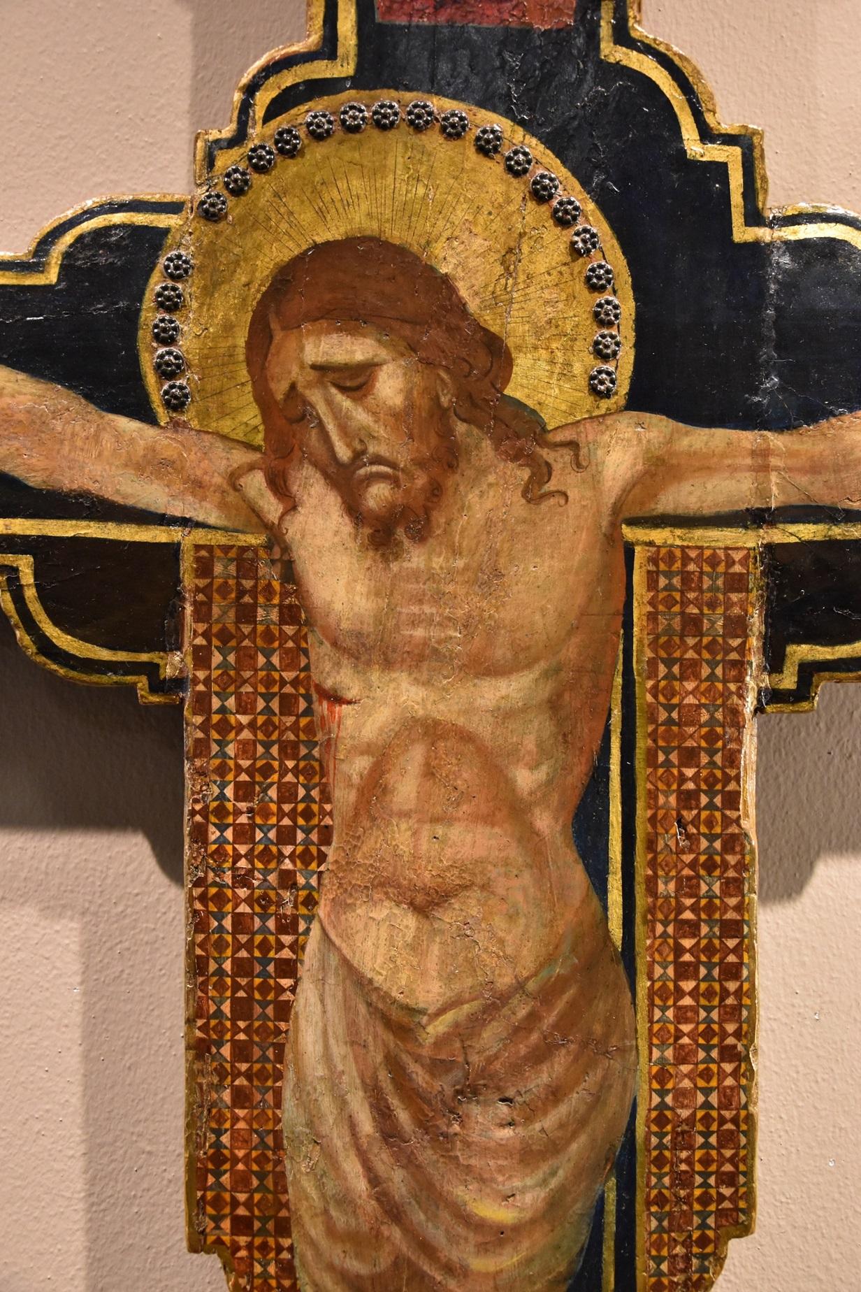 Antiguo Crucificado de Madera Témpera Giotto en venta 3