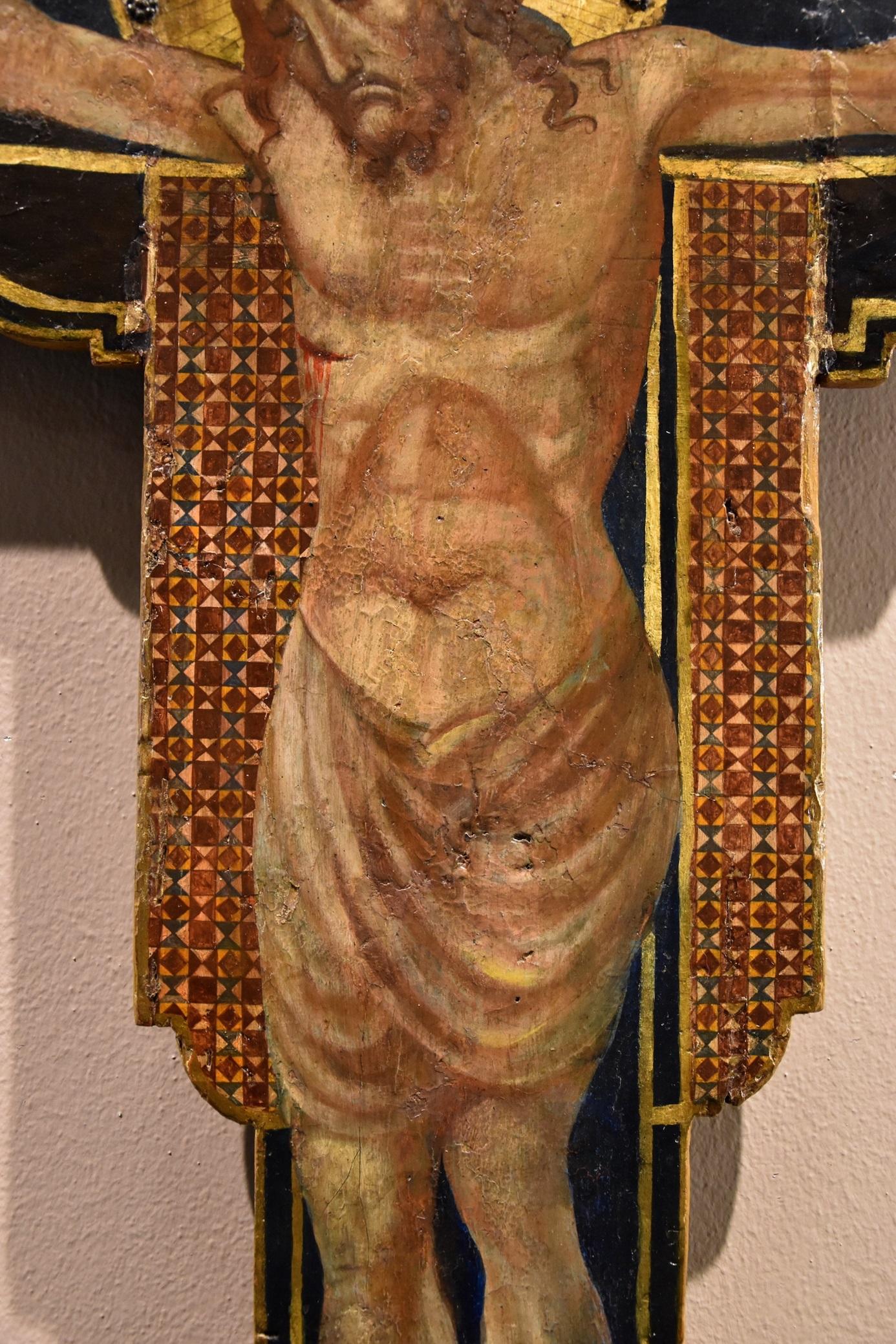 Antiguo Crucificado de Madera Témpera Giotto en venta 4