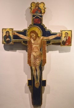 Antique Wooden Crucified Wood Tempera Giotto