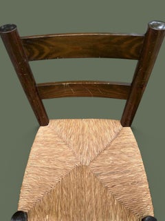 In the Manner of Charlotte Perriand, Set of Four Pine and Rush Dining Chairs, 19