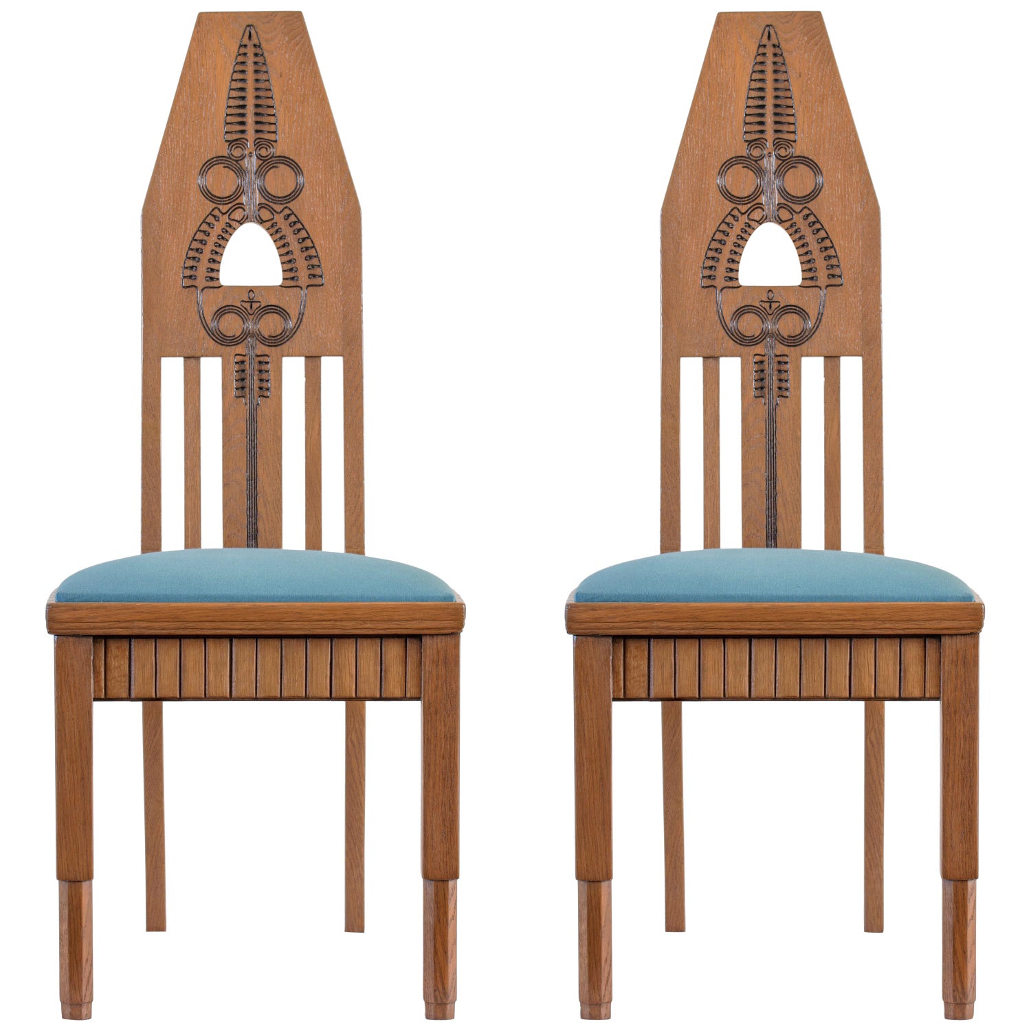 In the Manner of Eliel Saarinen, Pair of Finnish Carved Oak Jugend Side  Chairs at 1stDibs | eliel saarinen furniture, eliel saarinen chair